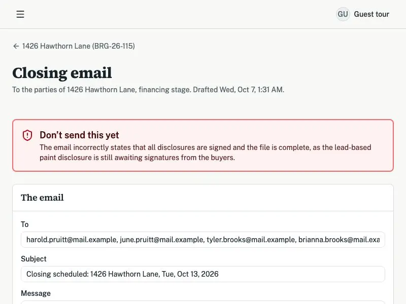 "Don't send this yet" — Bluestem Realty Group
