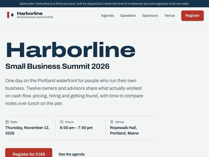 Live registration site — Harborline Small Business Summit