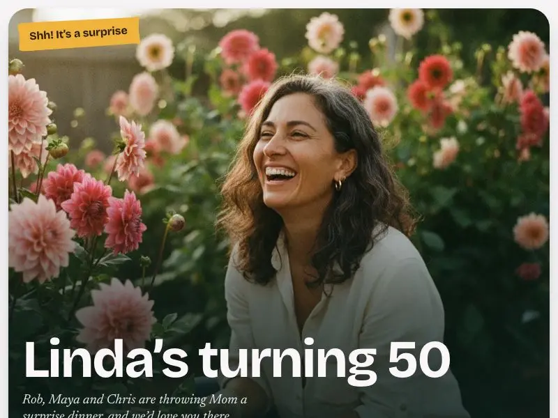 The invite — Linda's 50th
