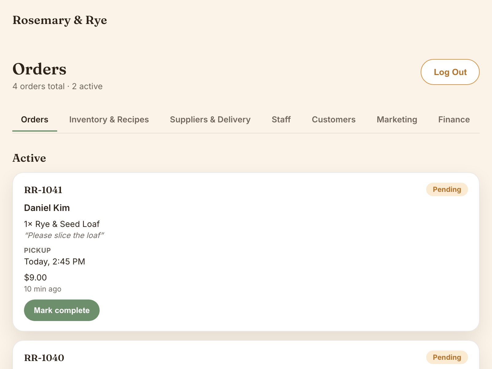Đơn hàng — Rosemary & Rye